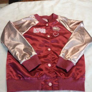 Sz 8 girls burgundy & pink lettermans style jacket